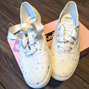 KEDS x KATE SPADE | Tulle & glitter sneakers, NIB, light cream/off white size 9